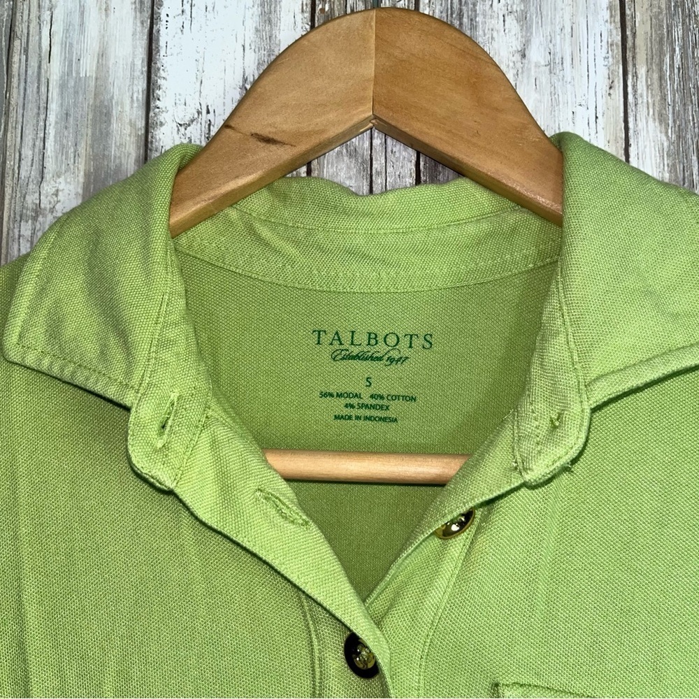 Talbots Green Button Neck Blouse - Picture 4 of 4